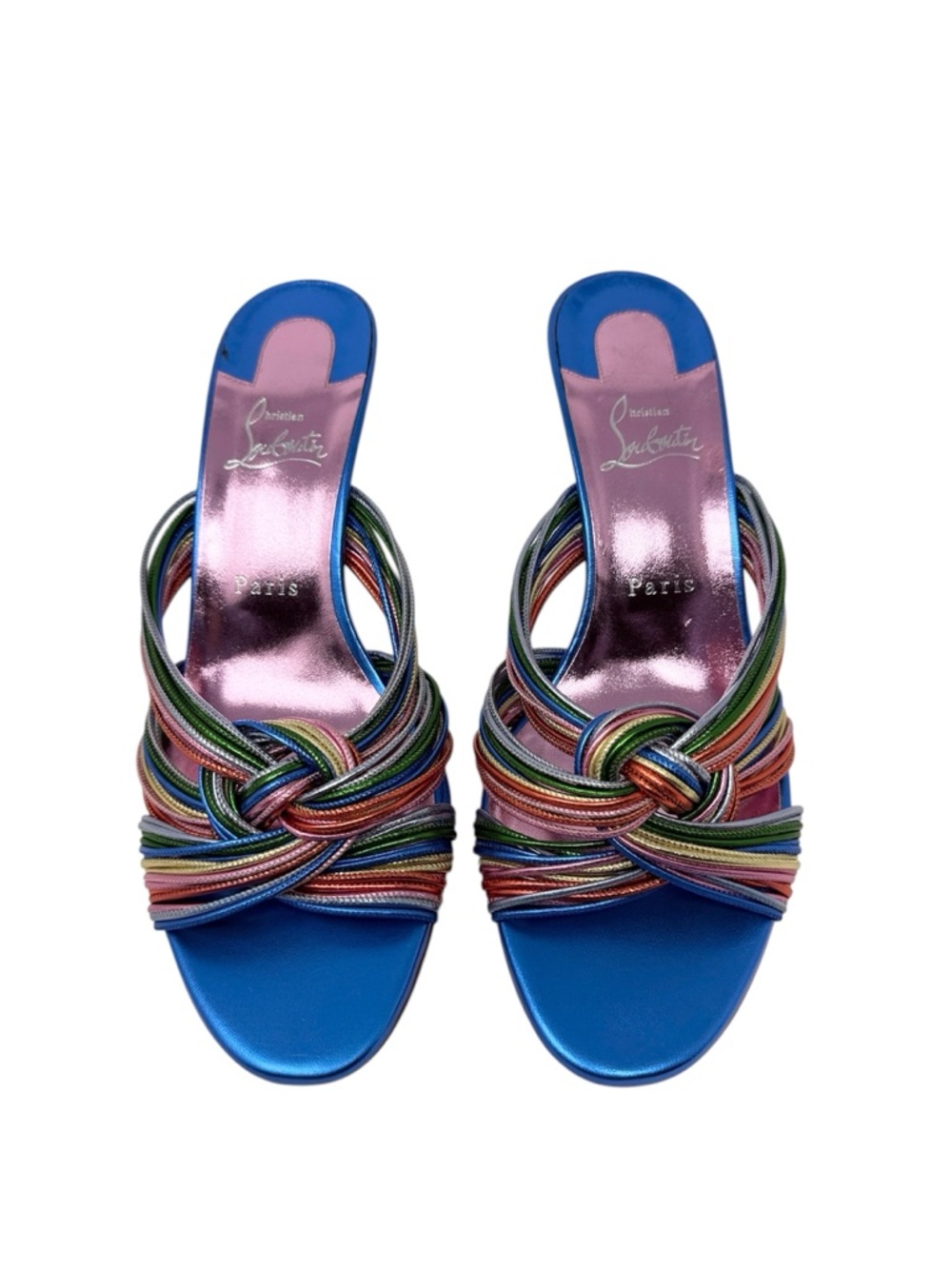 Christian Louboutin Multitaski 70MM Metallic Slide Mule Sandals Size 41